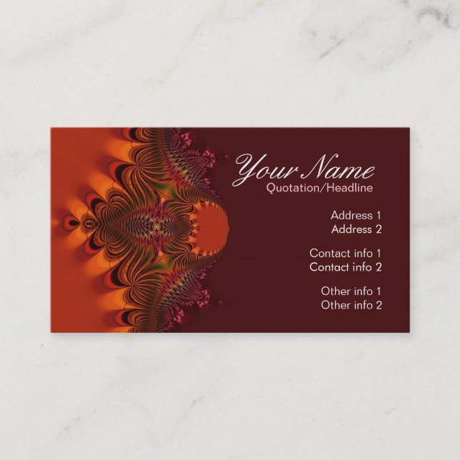 Rustic Fractal Elegance Business Card (Front)