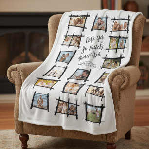 Rustic Frames Black/Wht Love Ya Grandpa ID1015 Fleece Blanket