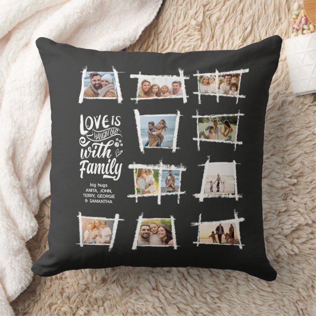 Rustic Frames White/Blk Love Is Family ID1015 Cushion (Blanket)