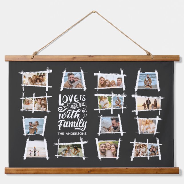 Rustic Frames White/Blk Love Is Family ID1015 Hanging Tapestry (Front)