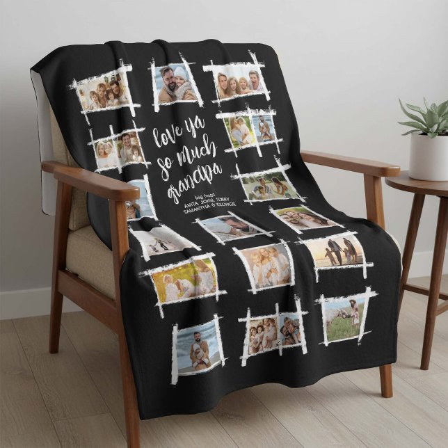 Rustic Frames White/Blk Love Ya Grandpa ID1015 Fleece Blanket (Creator Uploaded)
