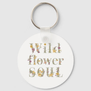 Rustic Free Spirit Botanical Typography Key Ring
