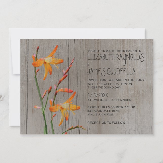 Rustic Freesia Wedding Invitations (Front)