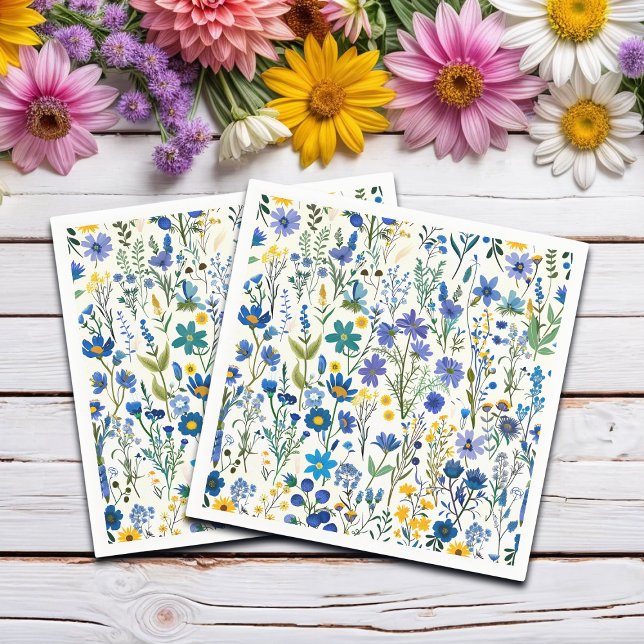 Rustic French Blue Garden Wildflowers Napkin (Creator Uploaded)