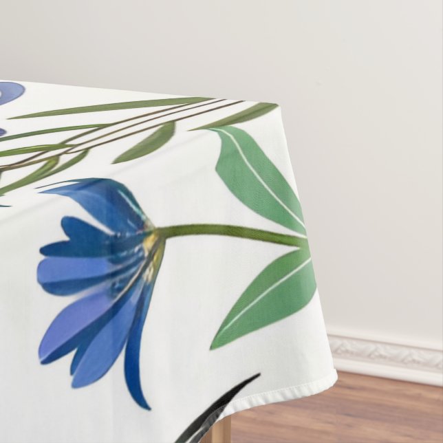 Rustic French Blue Garden Wildflowers Tablecloth (In Situ)