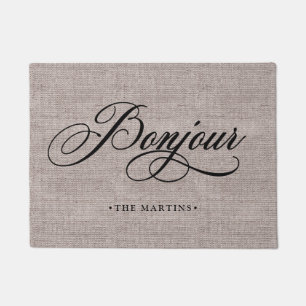 Rustic French Burlap Linen Look   Bonjour Doormat