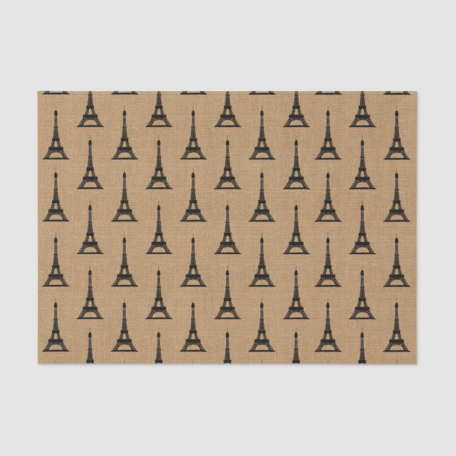 Rustic French Burlap Paris Eiffel Tower Pattern Tissue Paper (Front)