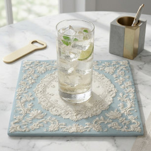 Rustic French Country Blue Vintage   Victorian Art Stone Coaster