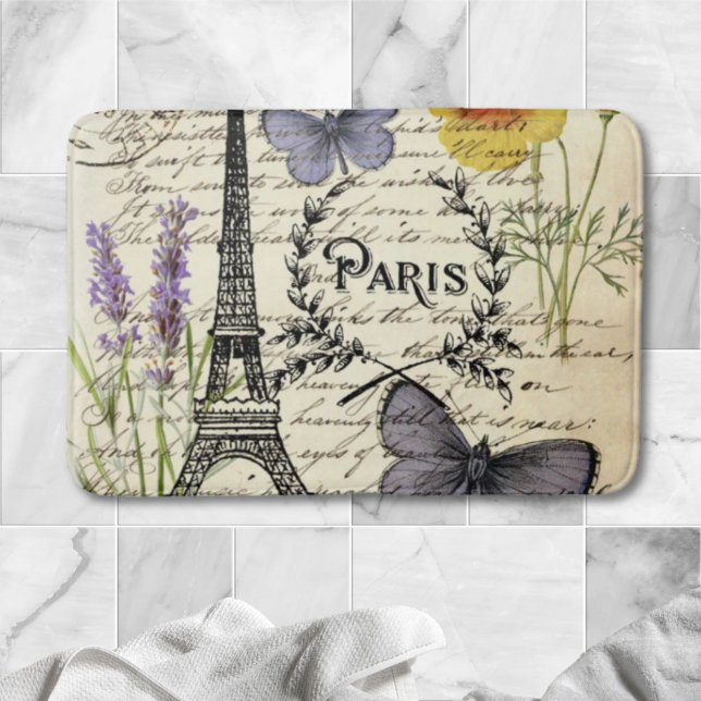 rustic french country scripts paris eiffel tower bath mat (rustic french country scripts paris eiffel tower bath mat)