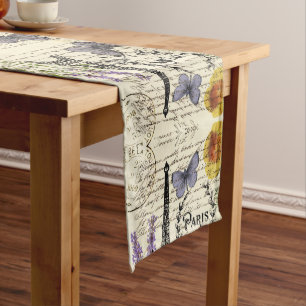 rustic french country scripts paris eiffel tower medium table runner