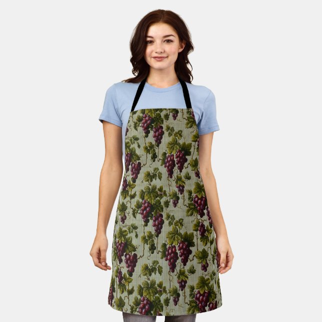 Rustic French Country Vineyard Grapevine Art Apron (Worn)