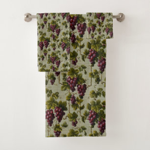Rustic French Country Vineyard Grapevine Art Bath Towel Set