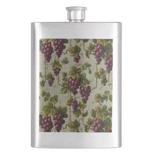 Rustic French Country Vineyard Grapevine Art Hip Flask
