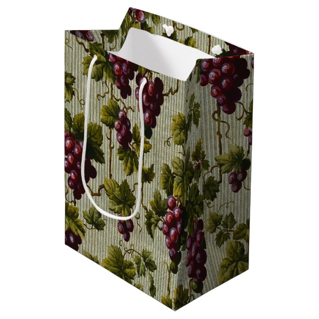 Rustic French Country Vineyard Grapevine Art Medium Gift Bag (Front Angled)