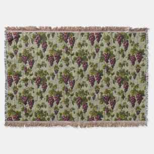 Rustic French Country Vineyard Grapevine Art Throw Blanket