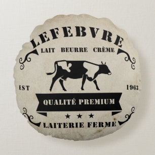 Rustic French Farmhouse Round Pillow 