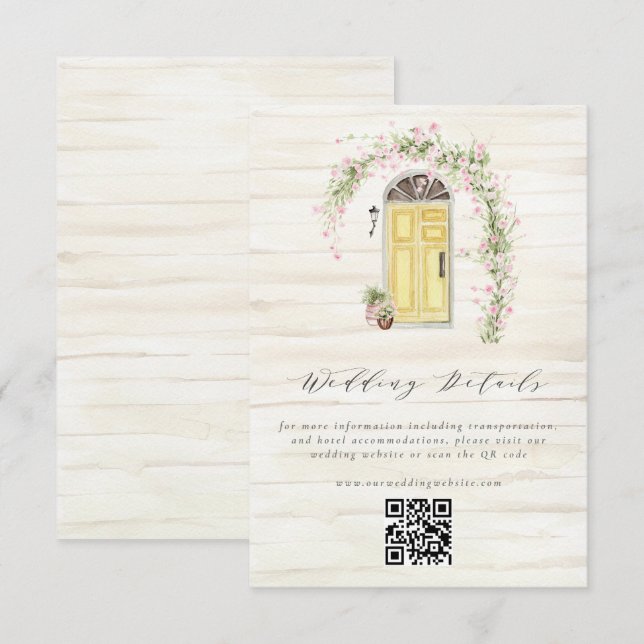 Rustic French Flower Garden Wedding Details Enclosure Card (Front/Back)