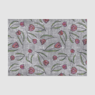 Rustic French Linen Tulip Pattern: Pink Floral Ele Tissue Paper