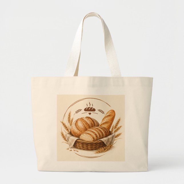 Rustic Fresh Bread Bakery Bag Design with Wheat an (Front)