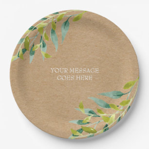 Rustic Fresh Meadow Leaves Paper Plate