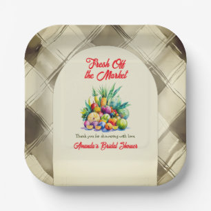 Rustic Fresh Off the Market Fruit Bridal Shower Paper Plate