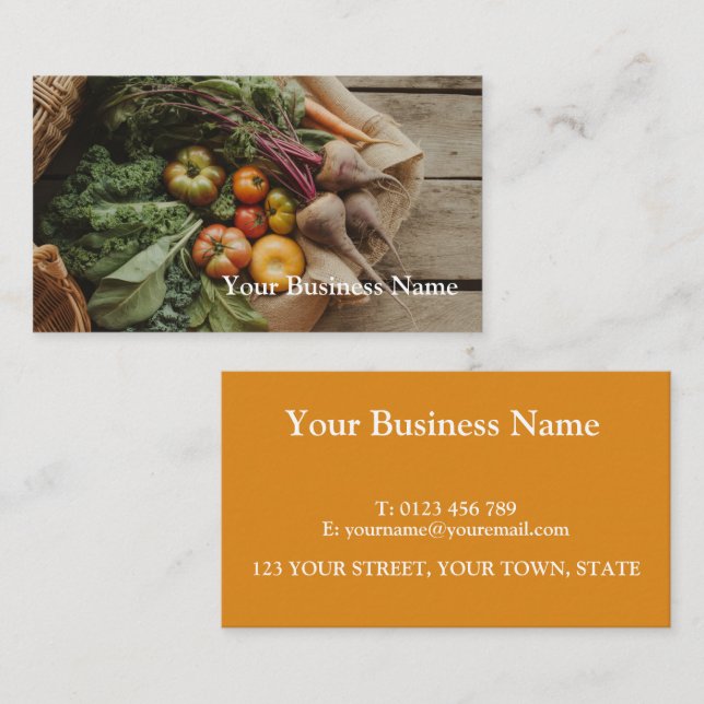 Rustic Fresh Produce Business Card (Front/Back)