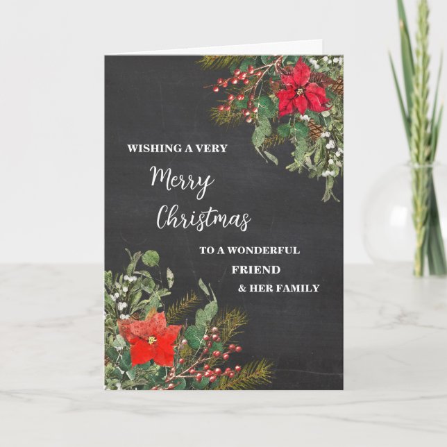 Rustic Friend & Family Merry Christmas Card (Front)