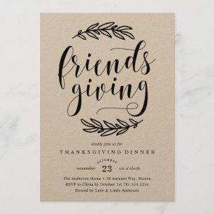 Rustic Friends Giving Dinner Invitation