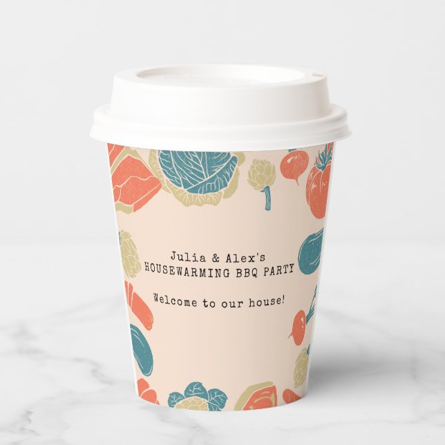 Rustic Friendsgiving Housewarming BBQ Thanksgiving Paper Cups (Front)