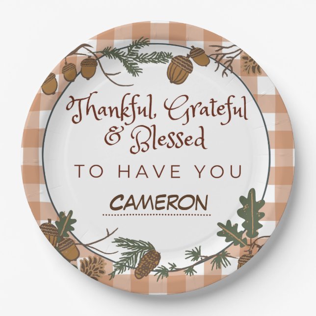 Rustic Friendsgiving Thanksgiving Holiday Party Paper Plate (Front)
