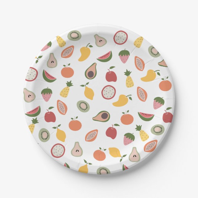 Rustic Fruits Pattern Paper Plate (Front)