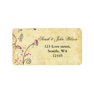 rustic fuchsia floral ,return address labeld label
