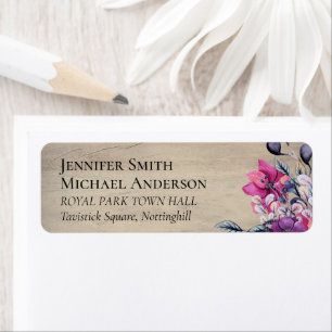 Rustic Fuchsia Floral Woodland Wedding Return Address Label