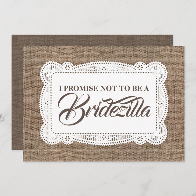 Rustic Fun Bridesmaid / Maid of Honour BRIDEZILLA Invitation (Front/Back)