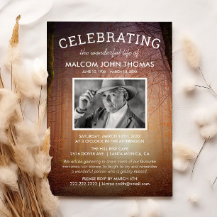 Rustic Funeral   Celebrating Life Photo Invitation