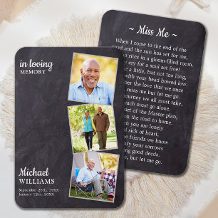 Rustic Funeral Deluxe 3 Photo Memorial Prayer Card