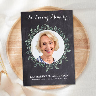 Rustic Funeral Eucalyptus Sympathy Memorial Photo Thank You Card