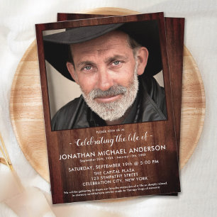 Rustic Funeral Memorial Photo Celebration Of Life  Invitation