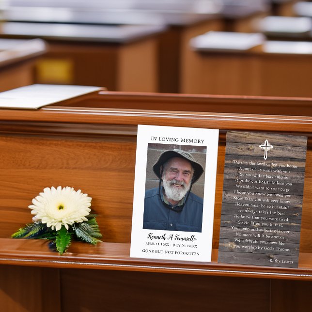 Rustic Funeral Memorial Prayer Photo Card (Rustic Funeral Memorial Prayer Photo Card)