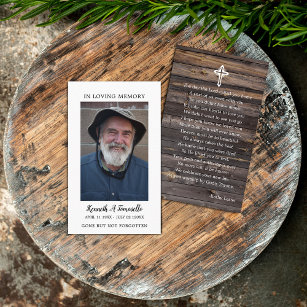 Rustic Funeral Memorial Prayer Photo Card