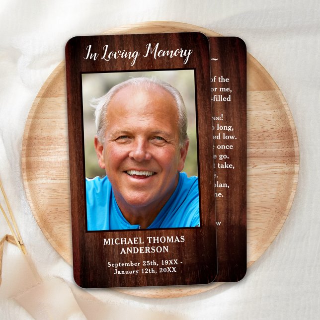 Rustic Funeral Photo Memorial Prayer Card Poem (Creator Uploaded)