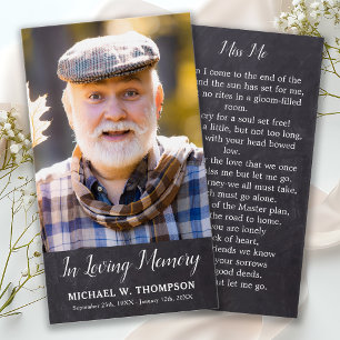 Rustic Funeral Sympathy Photo Memorial Prayer Card