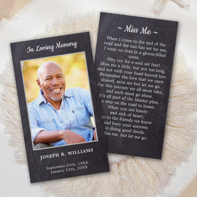 Rustic Funeral Sympathy Photo Memorial Prayer Card (Creator Uploaded)