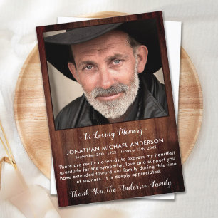 Rustic Funeral THANK YOU Memorial Sympathy Photo Card
