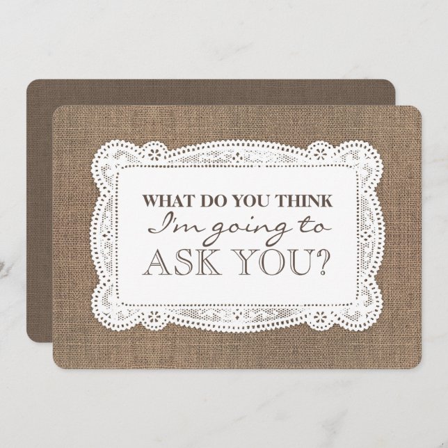 Rustic Funny Bridesmaid / Maid of Honour Proposal Invitation (Front/Back)