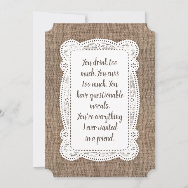 Rustic Funny Bridesmaid / Maid of Honour Proposal Invitation (Front)