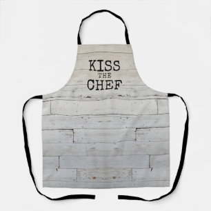 Rustic Funny Kiss the chef Apron