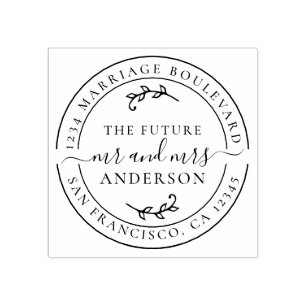 Rustic Future Mr Mrs Round Return Address Rubber S Stamp
