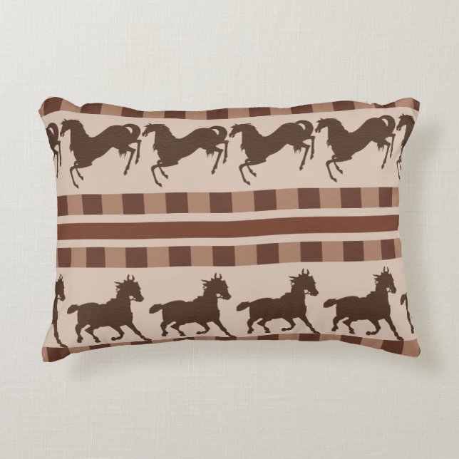 Rustic Galloping Horse Pattern Decorative Cushion (Front)