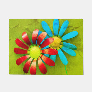 Rustic Garden Art Metal Flowers Doormat